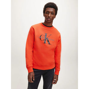 Calvin Klein pánská oranžová mikina Monogram - S (XAQ)